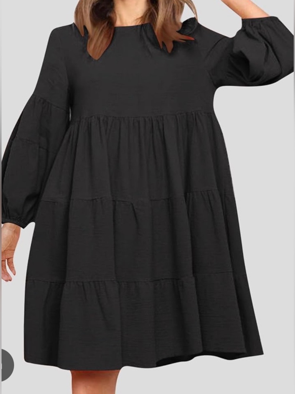 A New Day Black Tiered Long-Sleeve Swing Dress size XXL